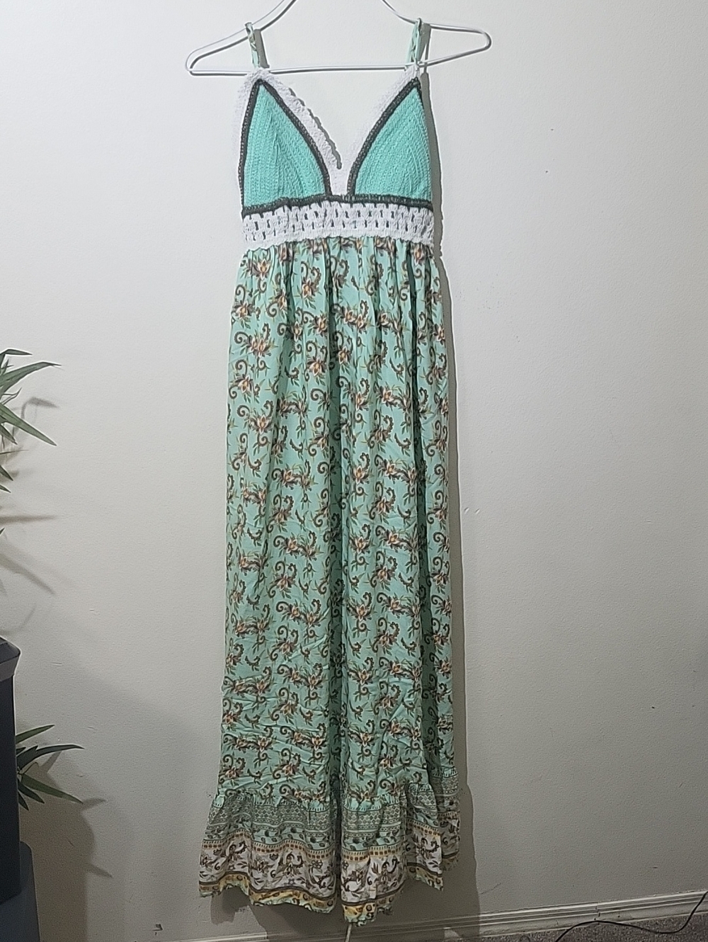 Mint Crochet Bodice Maxi Dress
